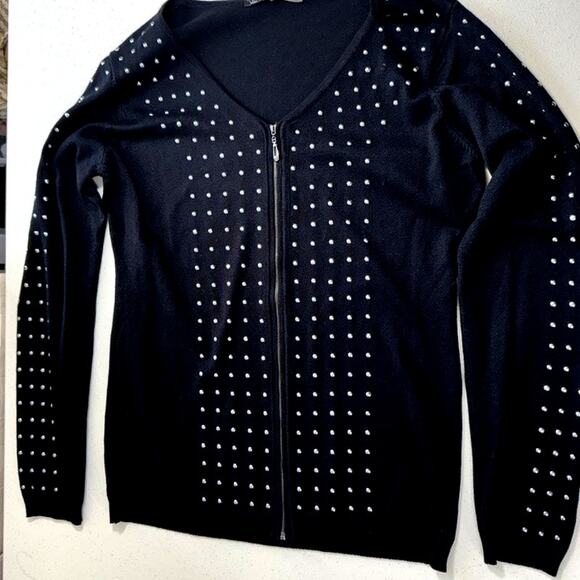 "VILA MILANO" Riveted Zip Sweater,Goth,Studded,Robotic,Dark Romantic,Office Wear - Picture 4 of 7